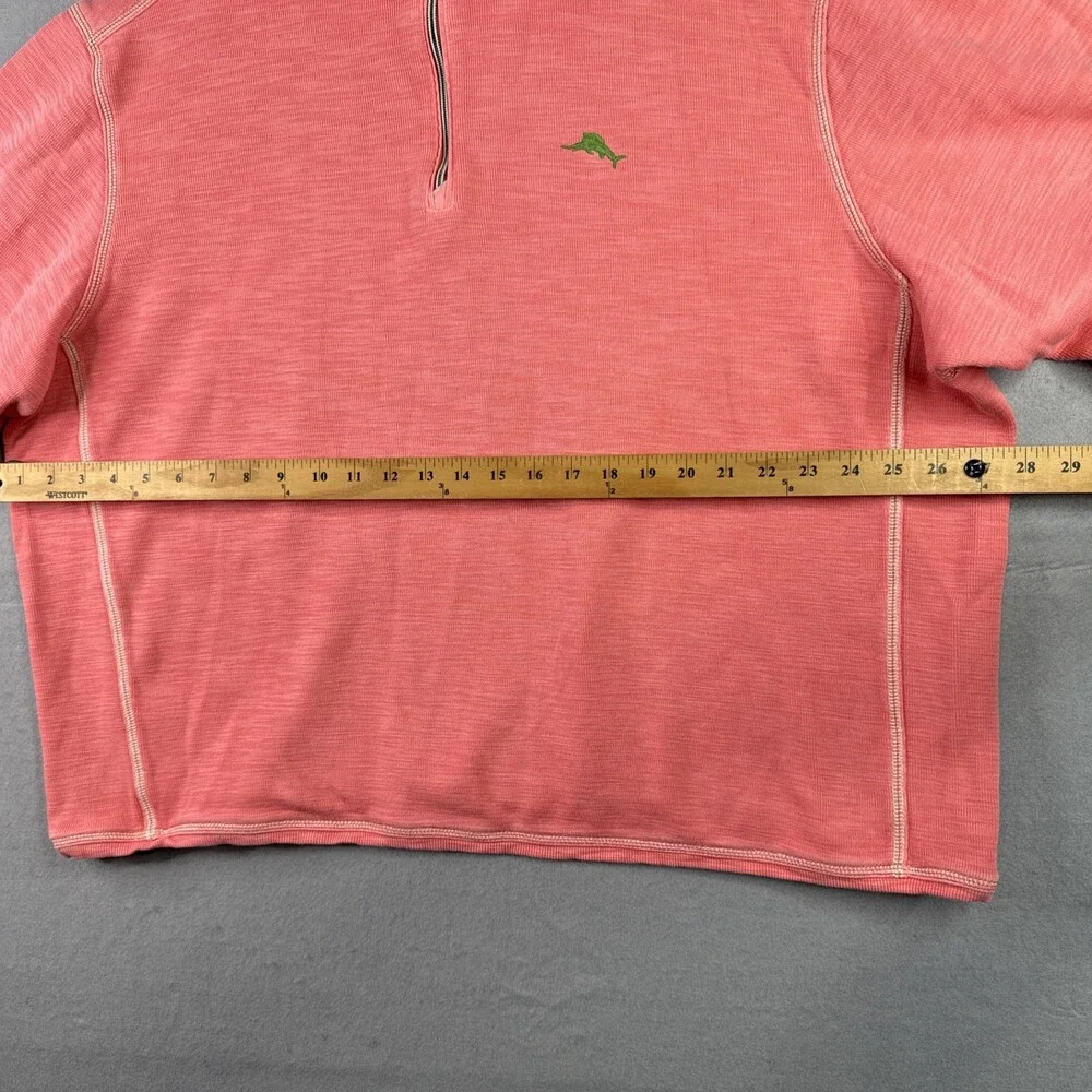 Tommy Bahama Quarter Zip Sweatshirt Men’s 2XLB Pink Pullover Pima Cotton Beach